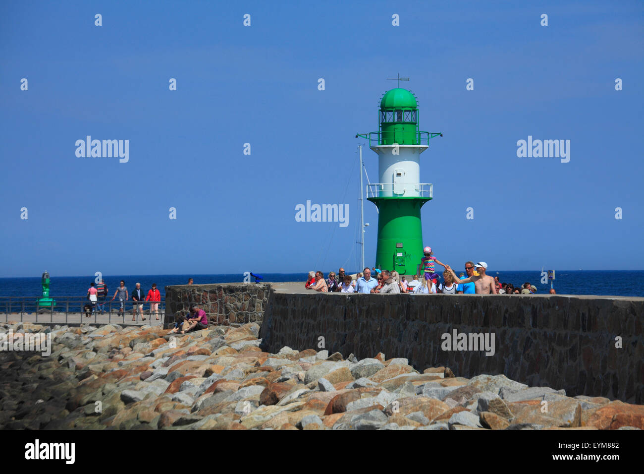 L'Allemagne, de Mecklembourg-Poméranie occidentale, Rostock-Warnemünde, vue de la balise 'Westmole» Banque D'Images