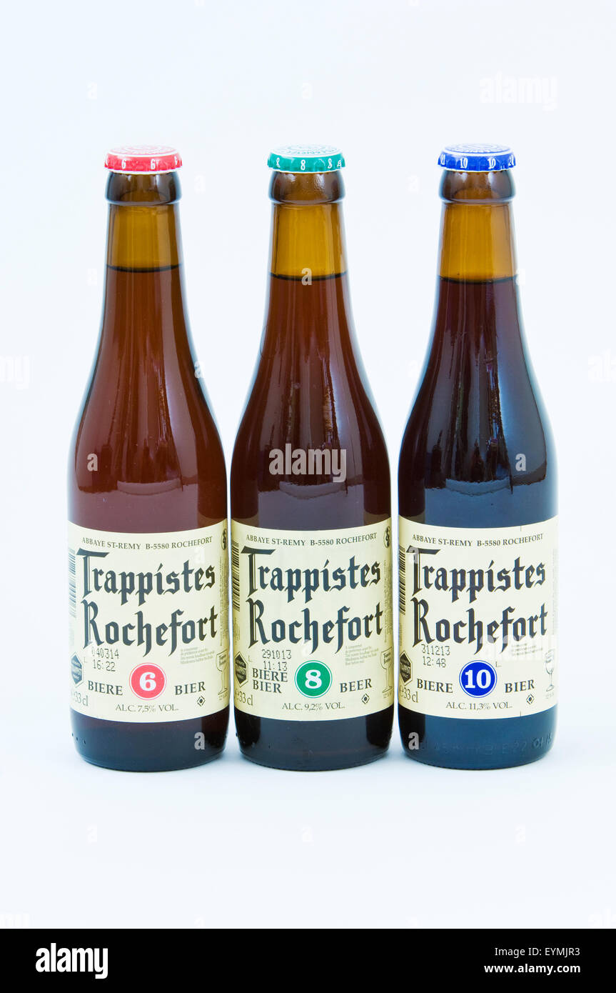 L'Abbaye Trappiste disponible 3 bières de la brasserie Rochefort en Belgique Banque D'Images
