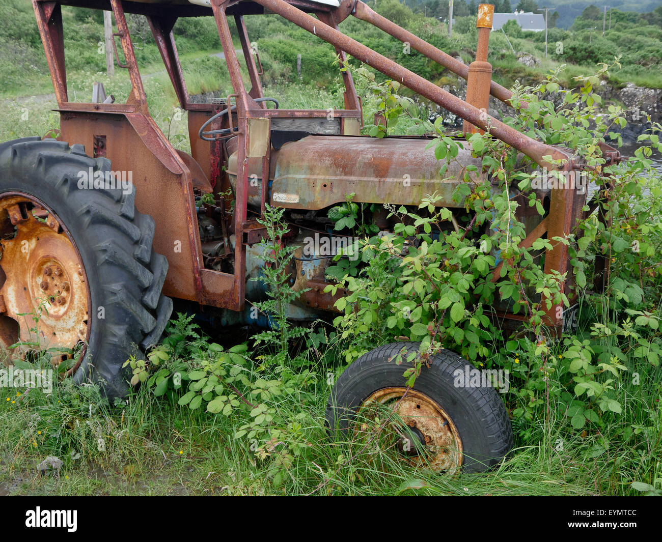Vieux tracteur, Isle of Mull, Scotland, Juillet 2015 Banque D'Images