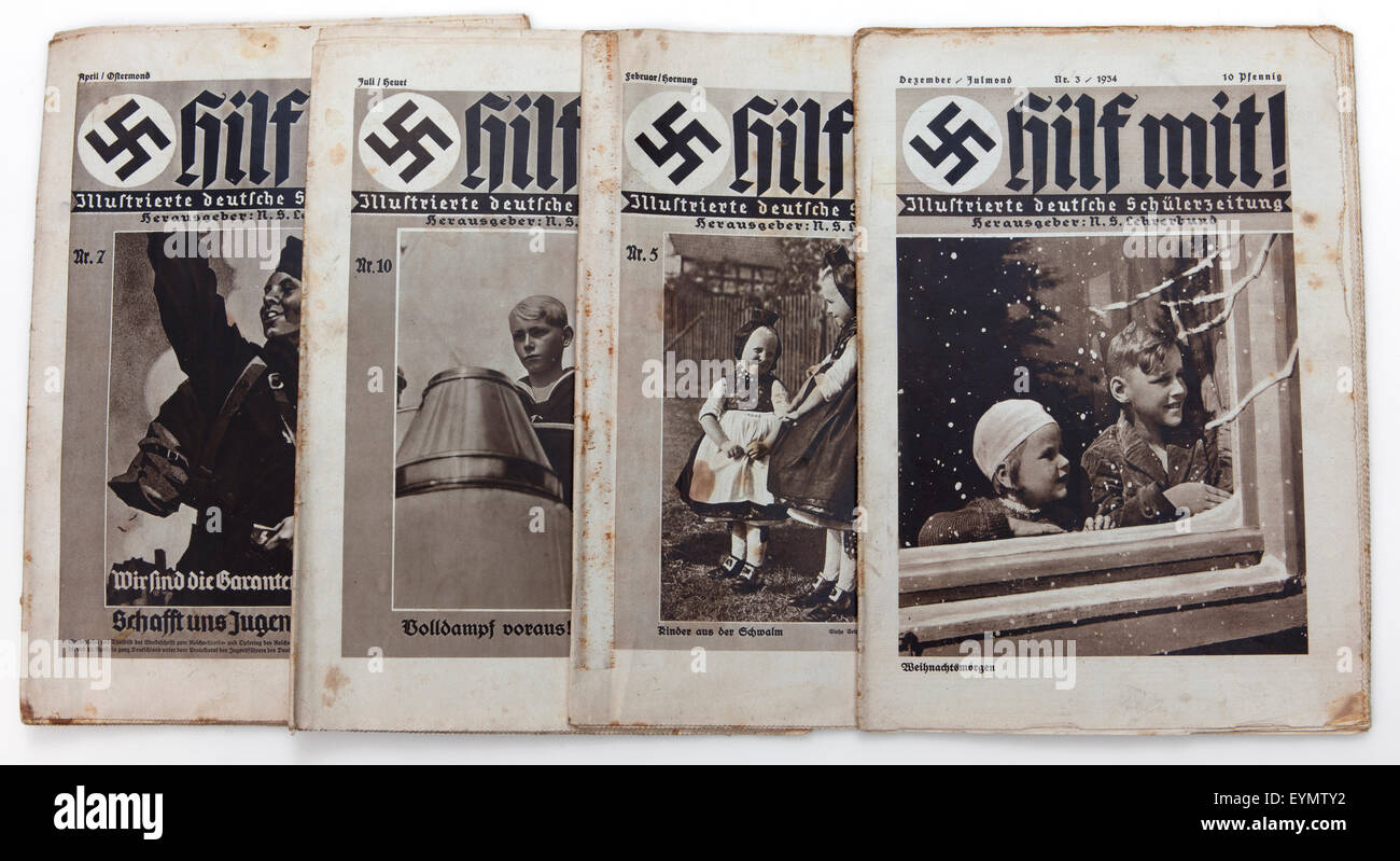 Nazi-German la propagande pour les enfants, élève magazine 'Aide' ou 'Hilf mit', 1934, Banque D'Images