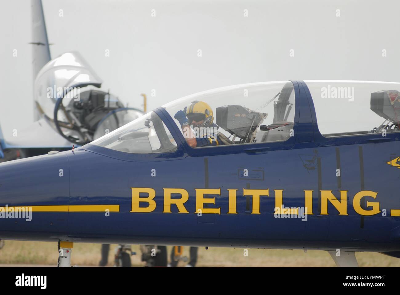 De l'équipe acrobatique aérien Breitling, avec Aero L-39 Albatros,des avions civils du monde seulement formation flying jet avion multimoteur Banque D'Images