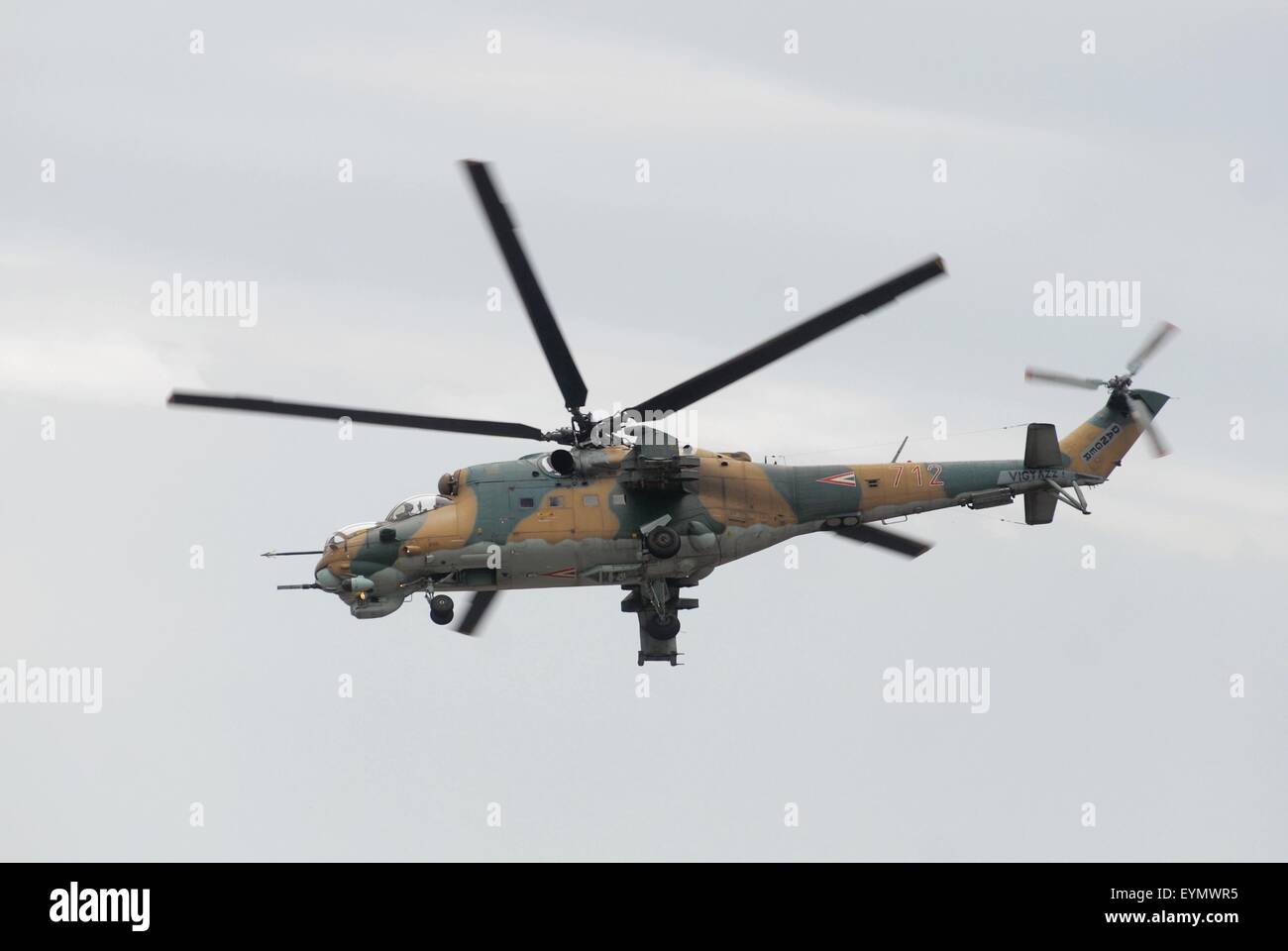 Les forces armées hongroises, hélicoptère de combat de construction soviétique Mil Mi-24 'Hind' Banque D'Images