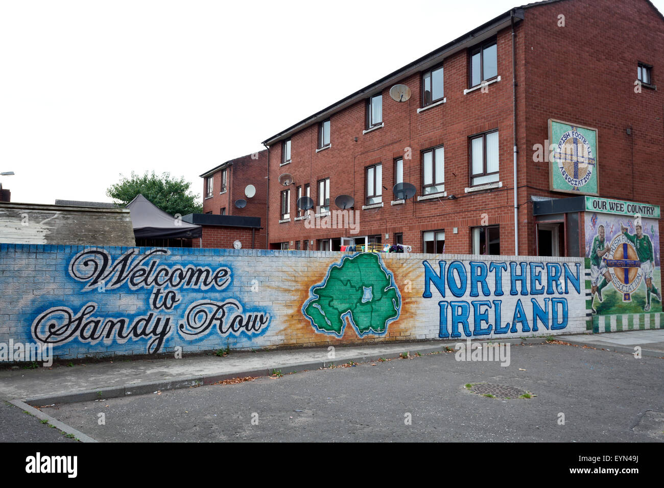 Bienvenue à Sandy Row murale, Belfast, en Irlande du Nord Banque D'Images