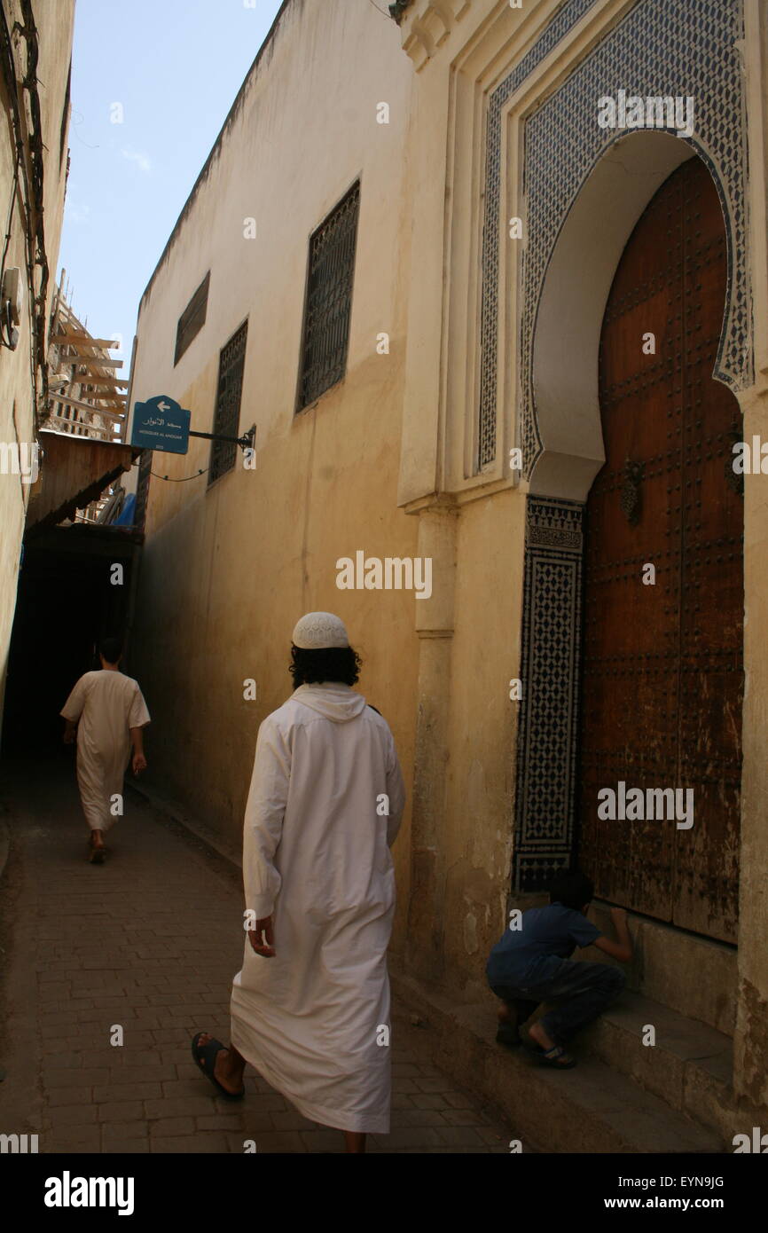 La vie en Médina et souk de Fes, Maroc Banque D'Images