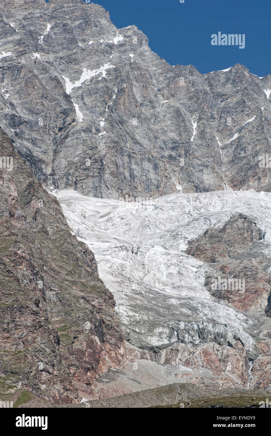 Glacier dans le Mont Cervin (Matterhorn ). Vallée d'Aoste. Alpes. L'Italie. Banque D'Images