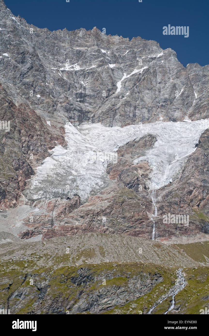 Glacier dans le Mont Cervin (Matterhorn ). Vallée d'Aoste. Alpes. L'Italie. Banque D'Images
