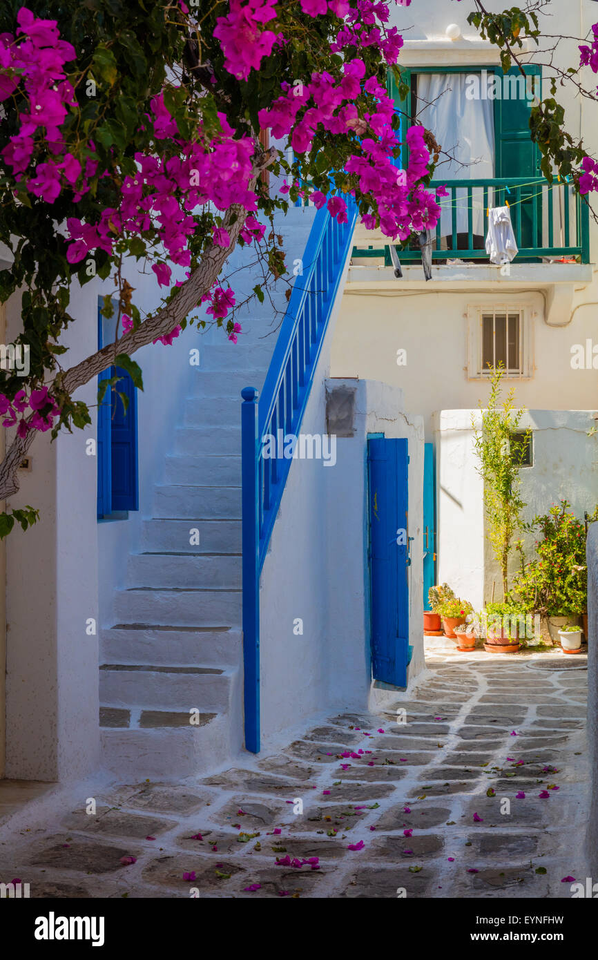 Rues de la ville de Mykonos, sur l'île grecque de Mykonos. Banque D'Images
