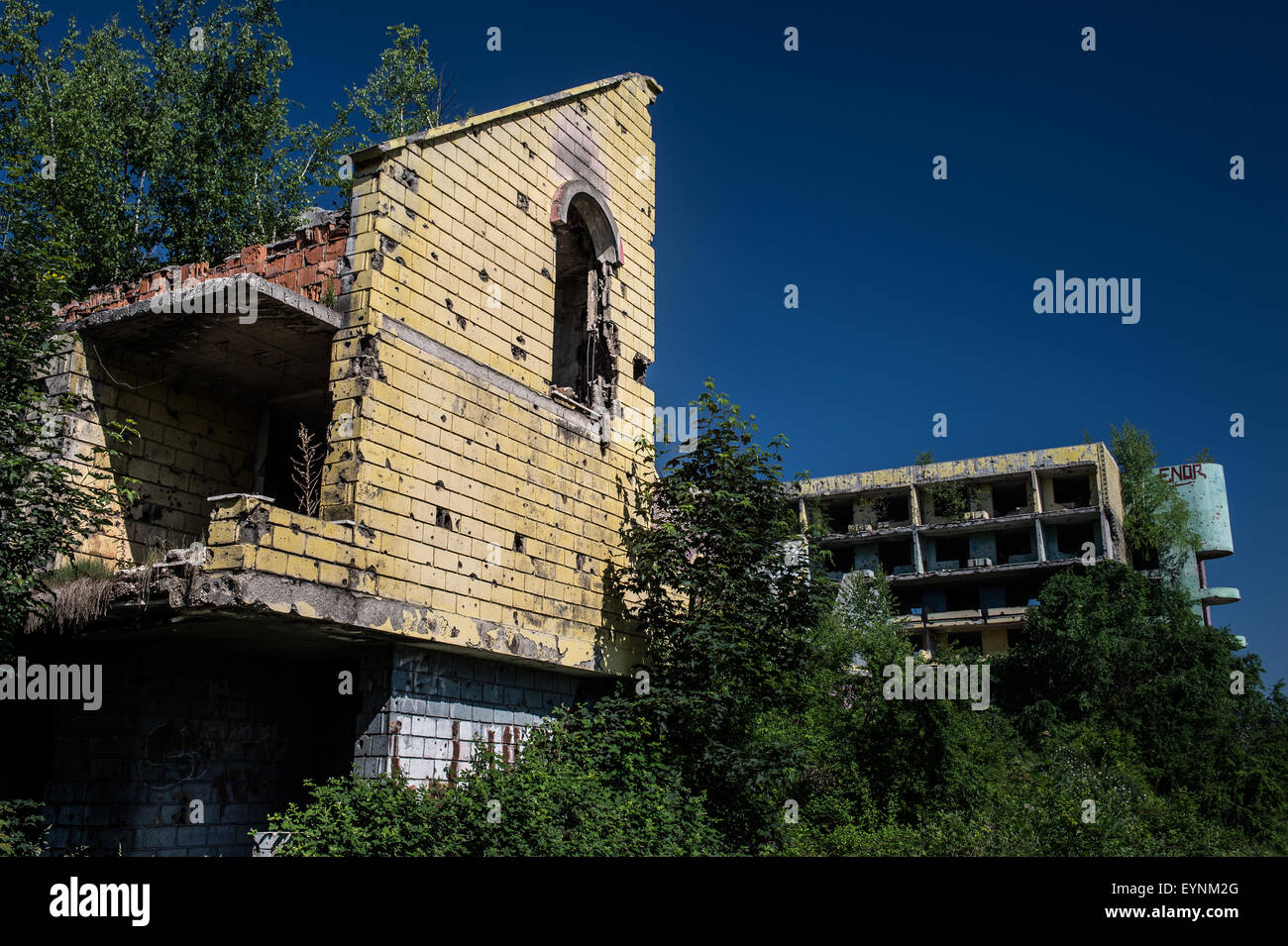 La guerre civile de 1992-1995 a détruit des bâtiments, Sarajevo, Bosnie et Erzegovina Banque D'Images