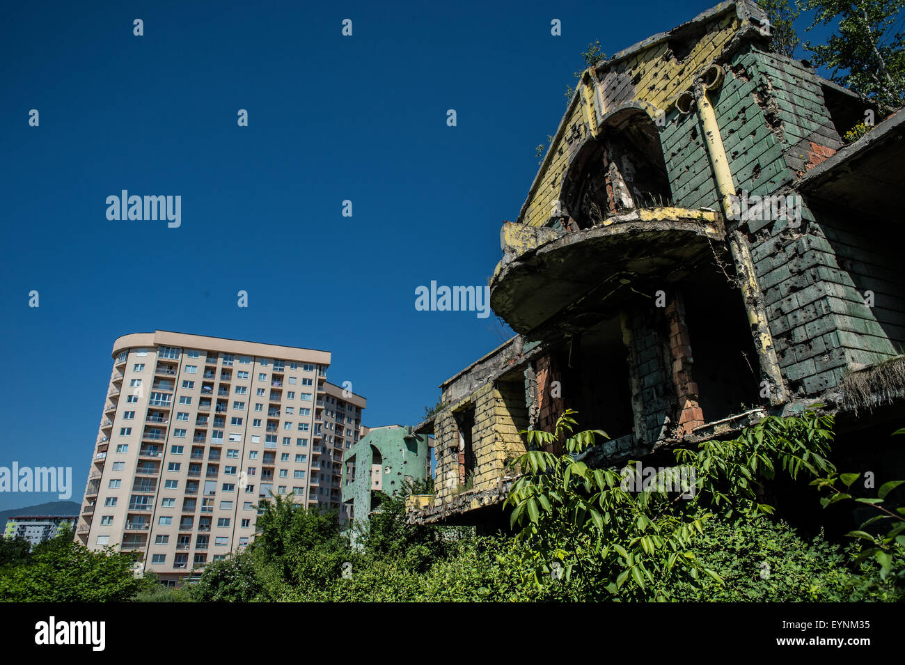 La guerre civile de 1992-1995 a détruit des bâtiments, Sarajevo, Bosnie et Erzegovina Banque D'Images