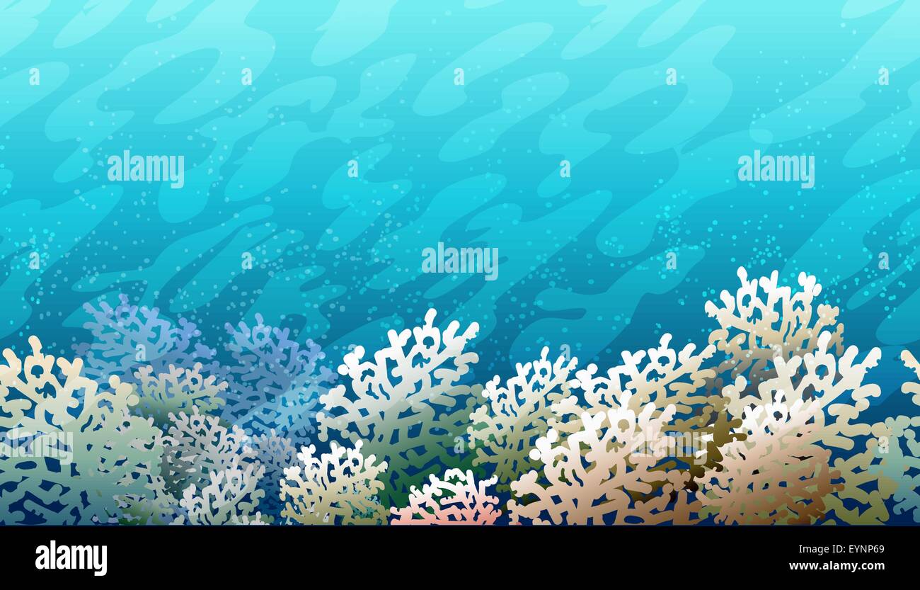 Arrière-plan transparent coloré horizontal avec récif de corail. Illustration de Vecteur
