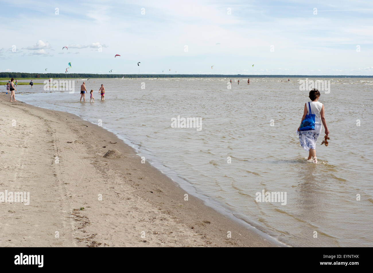 La plage de Pärnu, Estonie Etats baltes Europe UE 21 Juillet, 2015 Banque D'Images