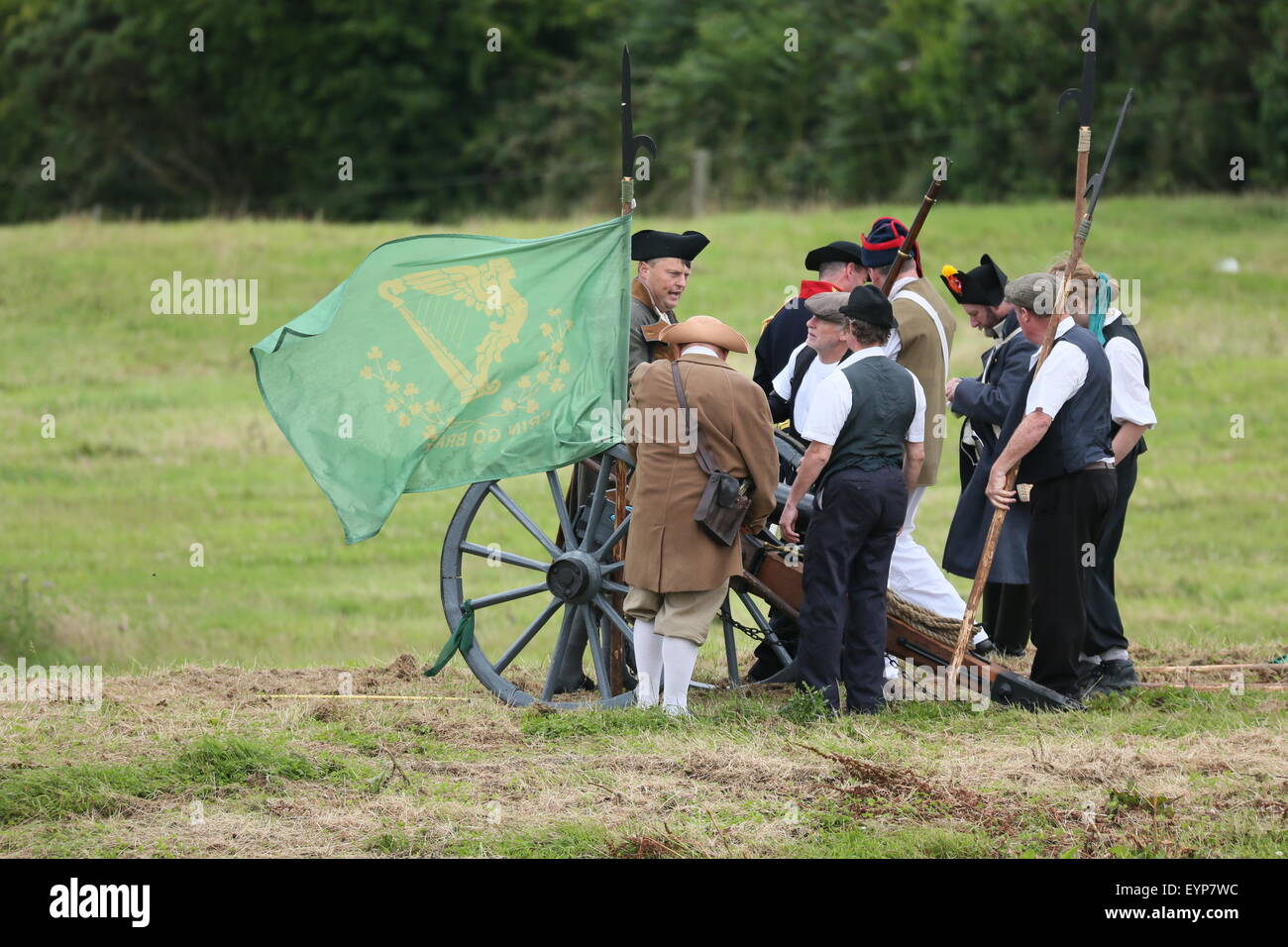 Le comté de Wexford, Irlande. 2 Août, 2015.Libre à partir de la bataille de Vinegar Hill re-enactment près de frome Town, dans le comté de Wexford, Irlande représentant une bataille historique entre l'Irlandais et les forces britanniques en 1798. Credit : Brendan Donnelly/Alamy Live News Banque D'Images