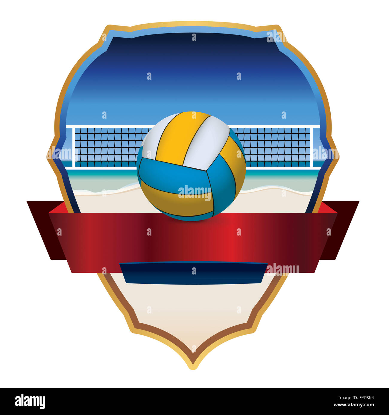 Une illustration de l'emblème et de l'insigne pour le beach-volley. Banque D'Images