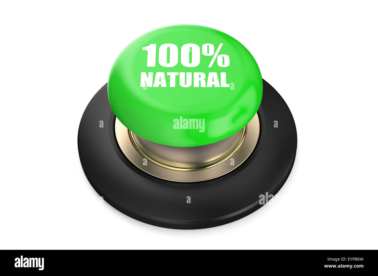 100  % bouton-poussoir vert naturel isolé sur fond blanc Banque D'Images