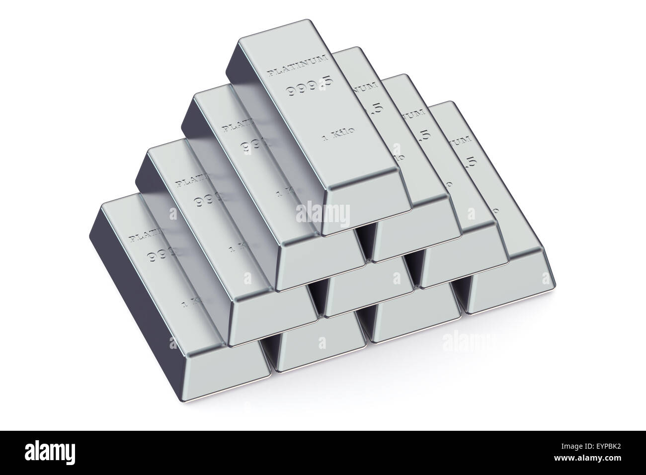 Bars Platinum isolé sur fond blanc Banque D'Images
