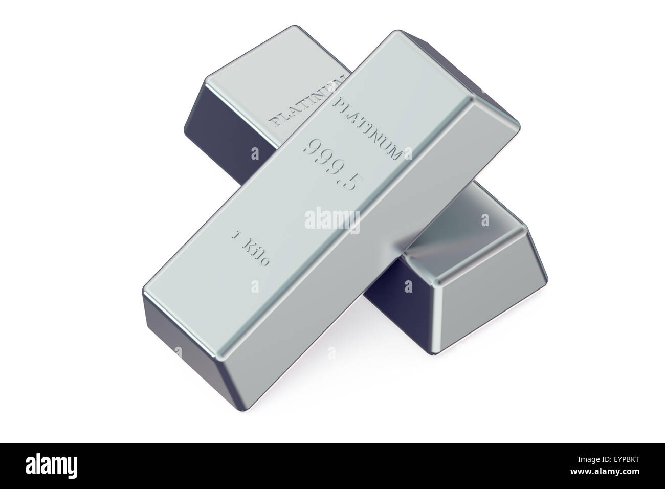 Deux barres de platine isolé sur fond blanc Banque D'Images