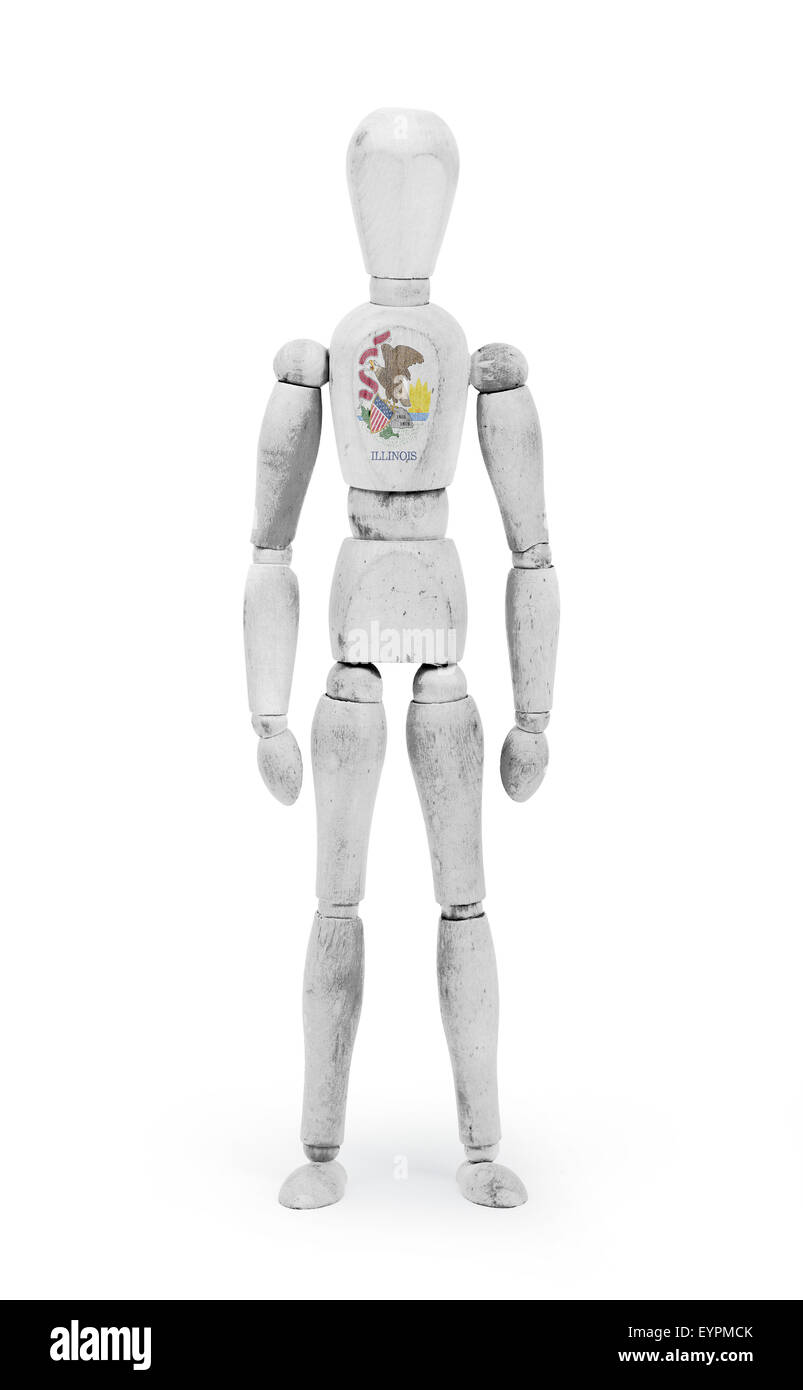 Ancien mannequin mannequin de bois avec nous drapeau bodypaint - Illinois Banque D'Images