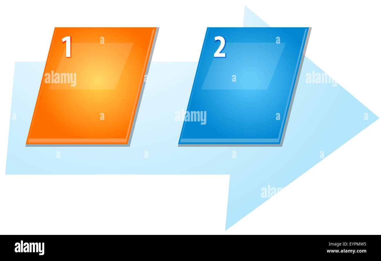 La stratégie de l'entreprise concept infographie vierge inclinée diagramme de séquence numérotée illustration flèche deux 2 Banque D'Images