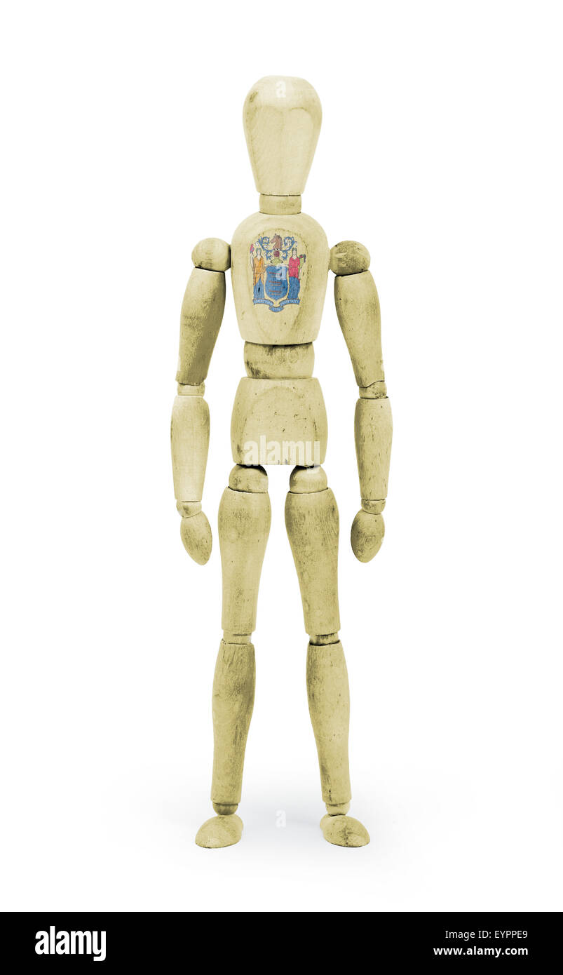 Ancien mannequin mannequin de bois avec nous drapeau bodypaint - New Jersey Banque D'Images