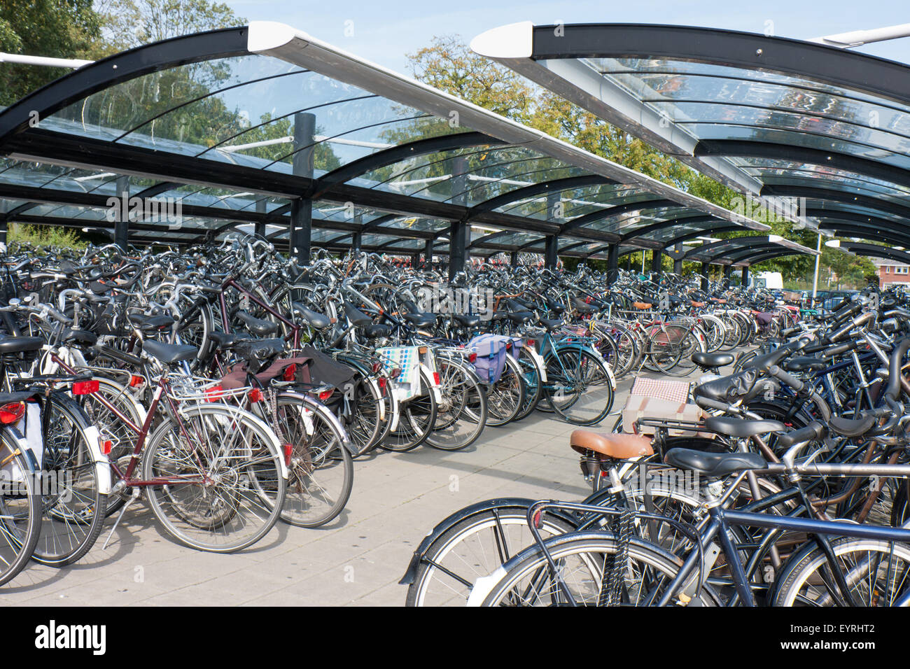 Abri à vélo dans une grande ville néerlandaise Banque D'Images