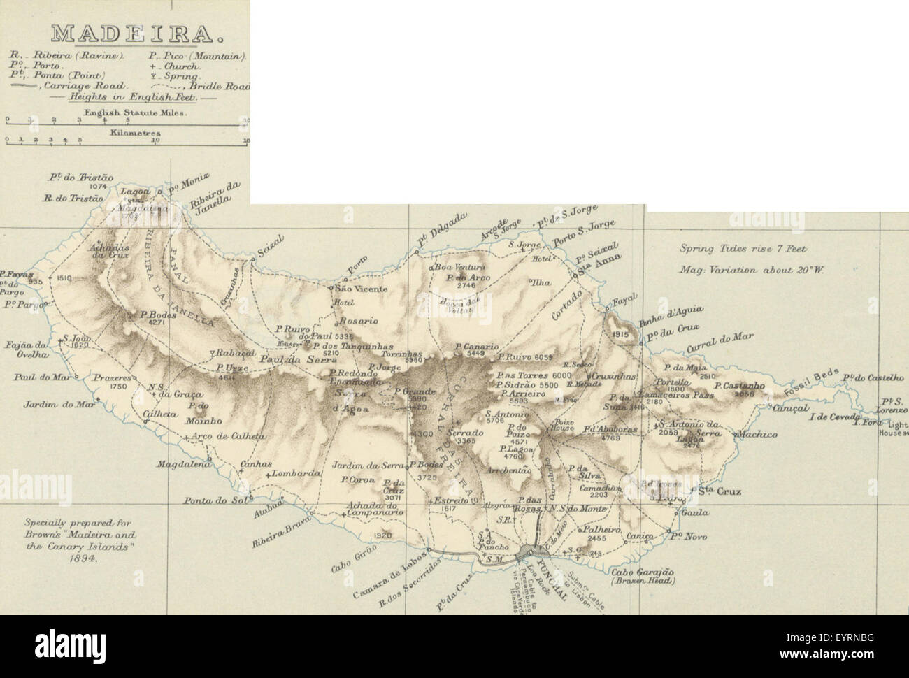 Une carte extraite de la page 111 de '[Madère et les îles Canaries]', détaillant les caractéristiques géographiques de Madère et des îles Canaries. Banque D'Images