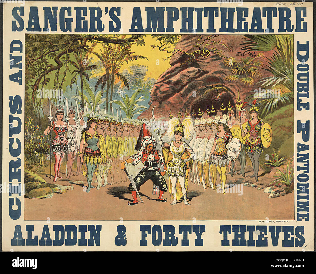 Photographie de documents imprimés, y compris des brochures, des notes à main et divers documents, mettant l'accent sur « l'Amphithéâtre de Sanger », un lieu emblématique pour les spectacles et les événements publics. Banque D'Images