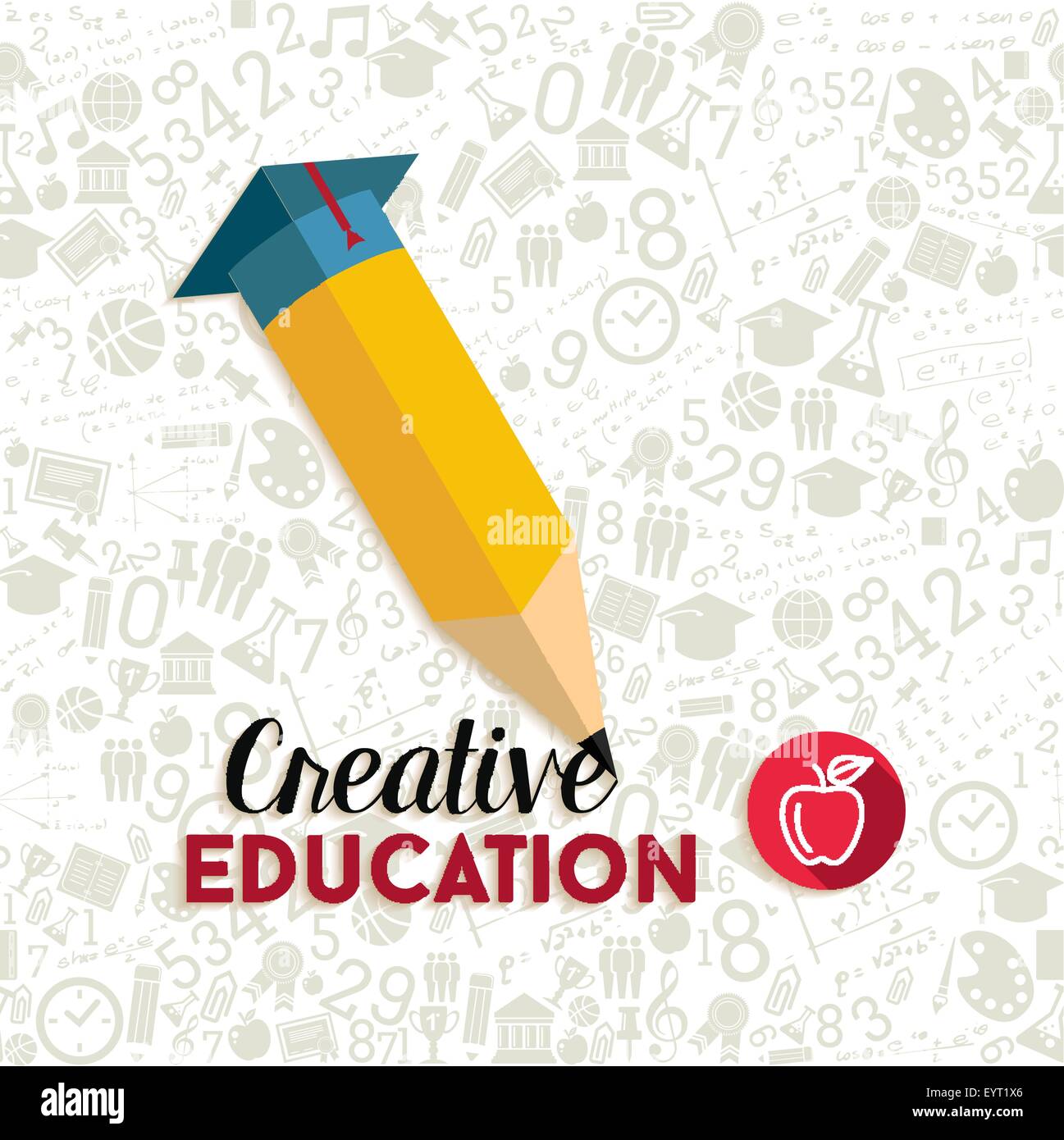 Retour à l'école avec creative concept forme crayon illustration et icônes de l'éducation de fond transparent. Vecteur EPS10. Illustration de Vecteur