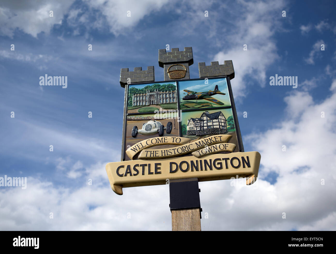 Castle Donington Panneau du Village Banque D'Images
