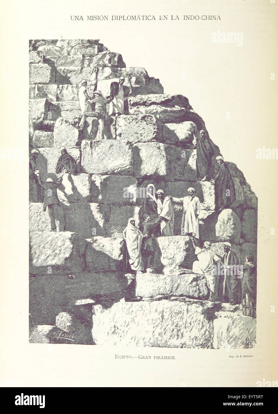 Une image de la page 318 de 'Una Misión diplomática en la Indo-Chine', représentant une scène ou une illustration de la mission diplomatique de l'Espagne auprès des empires de l'Annam et du Siam, mettant en évidence les détails du voyage. Banque D'Images