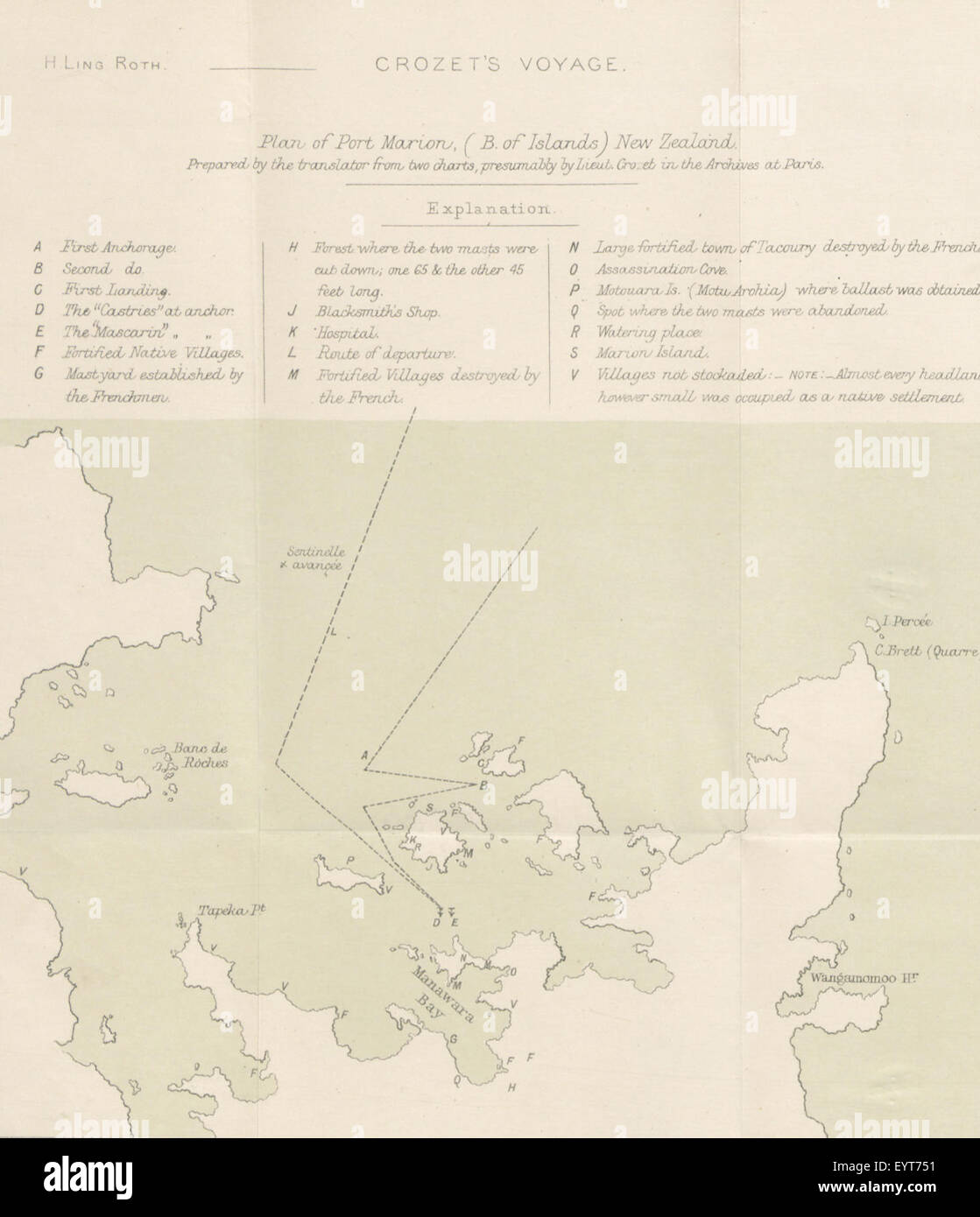 Image tirée de la page 36 de 'voyage de Crozet en Tasmanie, Nouvelle-Zélande, les îles Ladrone et les Philippines dans les années 1771-1772', Une image historique représentant un événement ou une scène du voyage de Crozet en 1771-1772, couvrant ses voyages en Tasmanie, Nouvelle-Zélande, les îles Ladrone et les Philippines. Banque D'Images