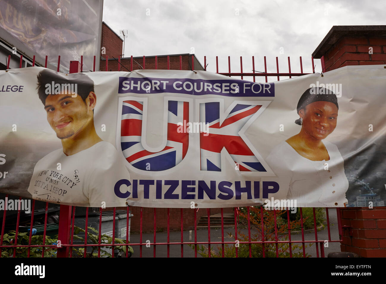 Publicité pour des stages sur la citoyenneté britannique à Birmingham UK Banque D'Images