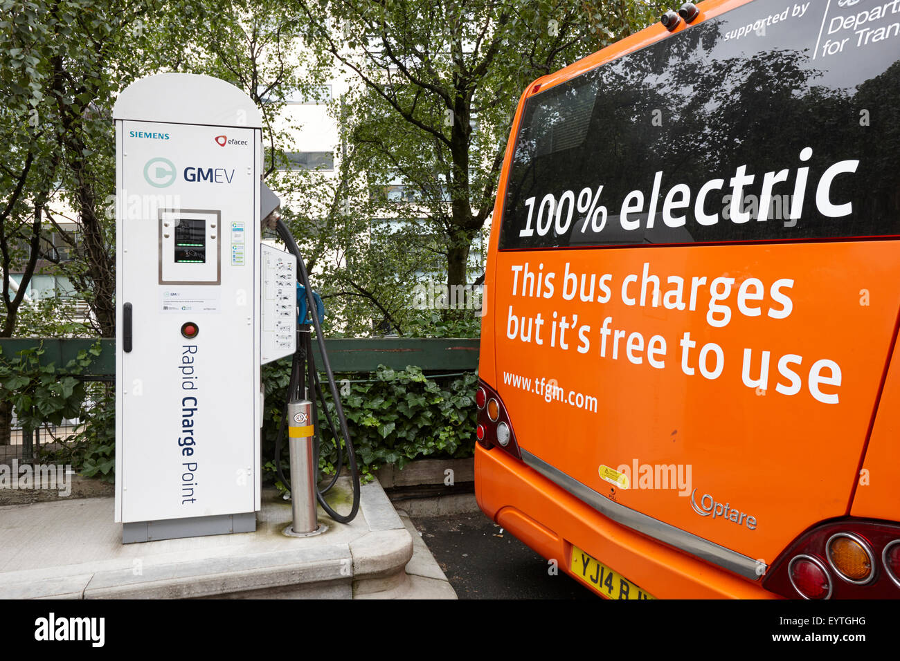 Métro de charge électrique sans navette service de bus dans le centre-ville de Manchester England UK Banque D'Images