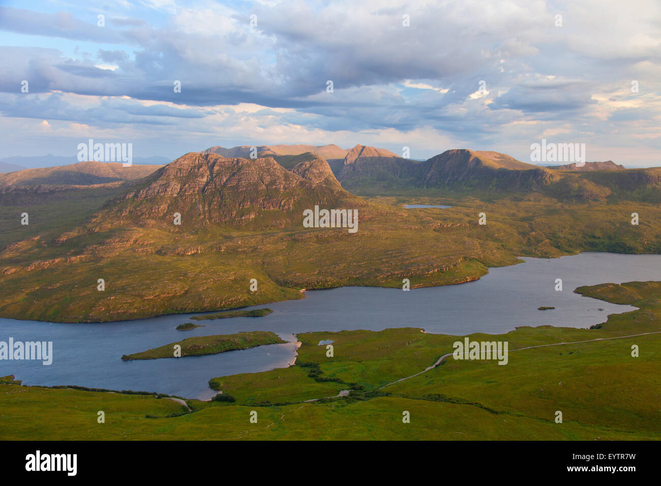 Sgorr Tuath, Loch Lurgainn, coucher du soleil, l'Écosse, l'Assynt Banque D'Images