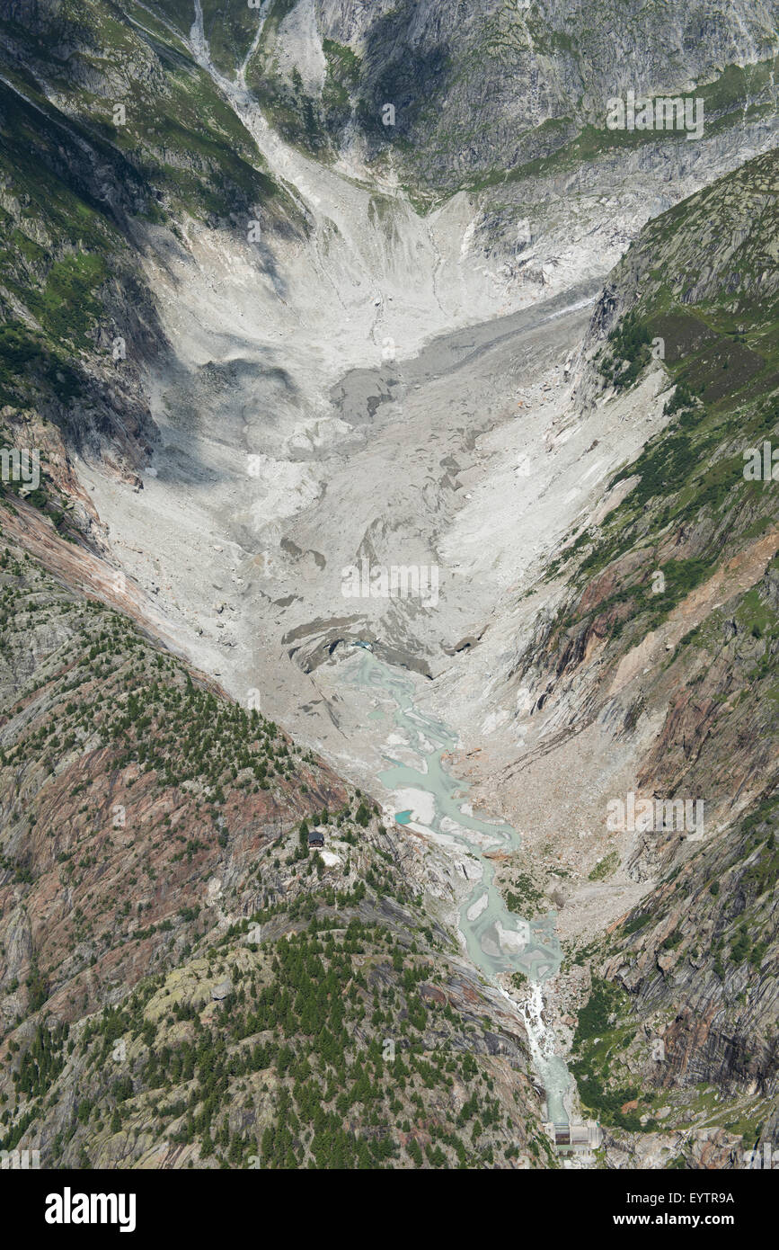 Fiesch, glacier Fiescher (Fieschergletscher), Valais, Suisse, Valais Banque D'Images