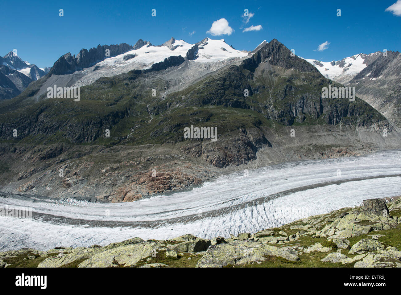 Glacier d'Aletsch, Aletschhorn, Eggishorn, Fiesch, Suisse, Valais Banque D'Images