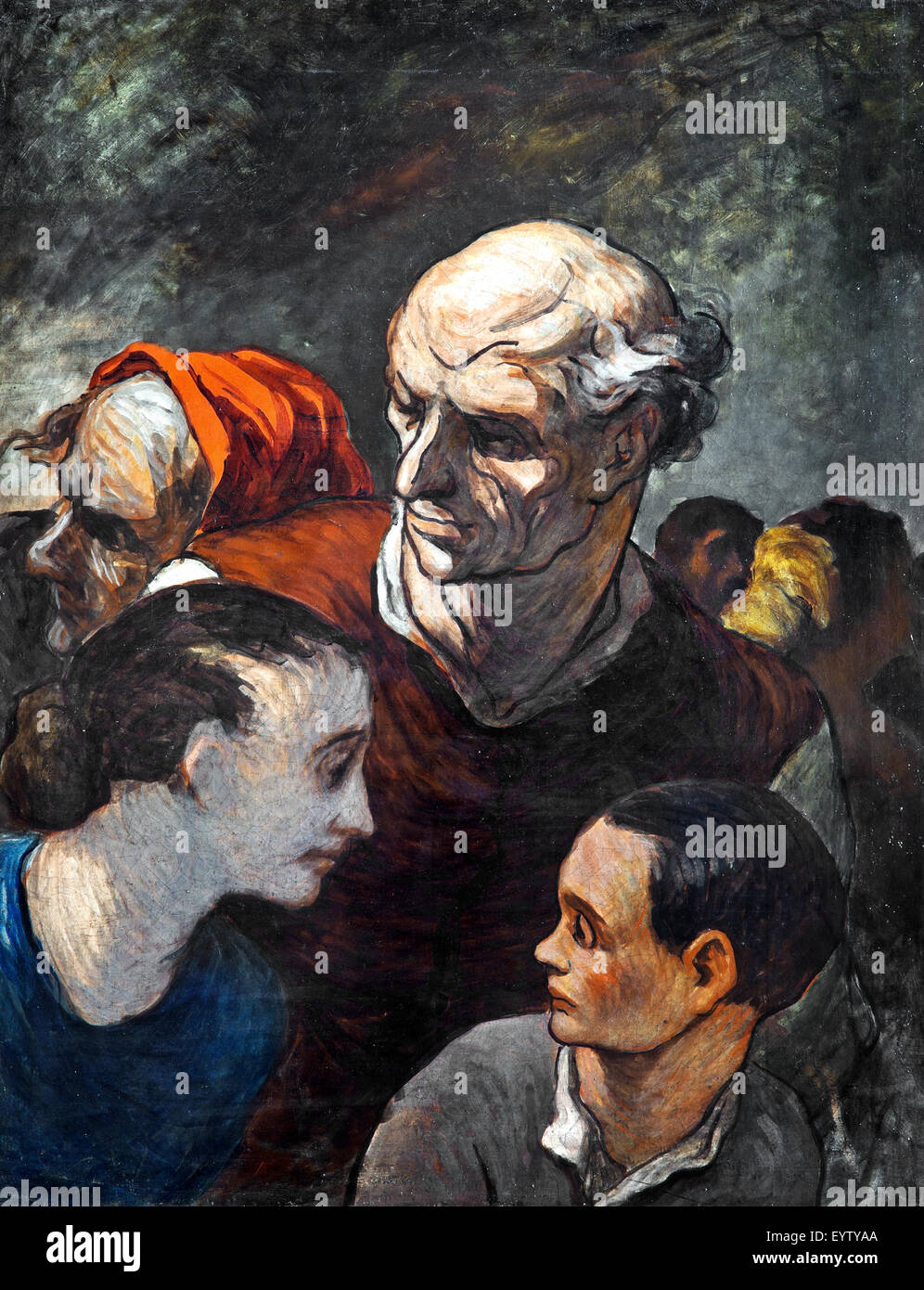 Honoré Daumier, sur les barricades (famille sur les barricades) 1848 Dessin. Galerie Nationale à Prague, République tchèque. Banque D'Images