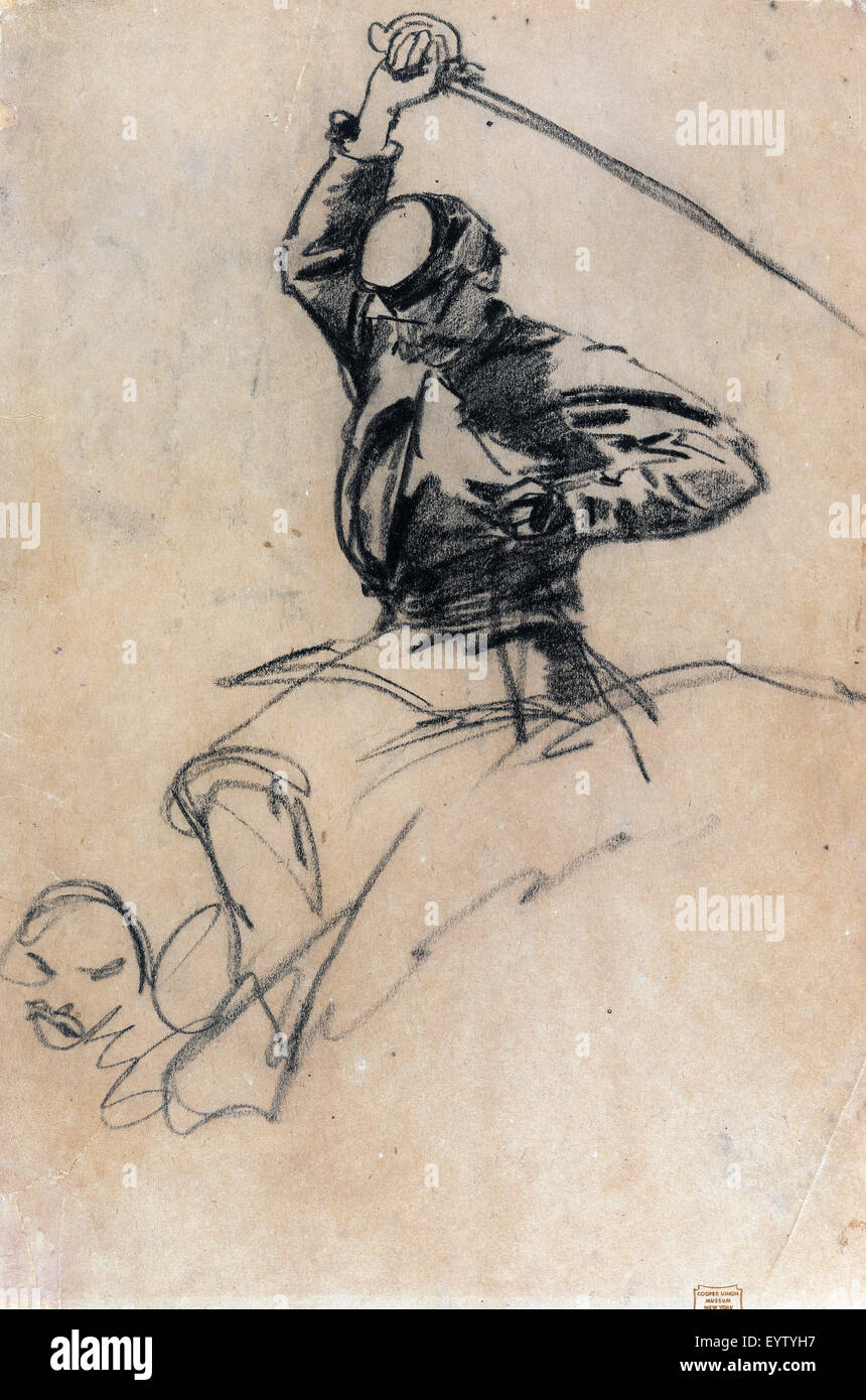 Winslow Homer, soldat de cavalerie à l'épée à cheval 1863 Dessin. Cooper-Hewitt Smithsonian, Design Museum, New York, USA. Banque D'Images