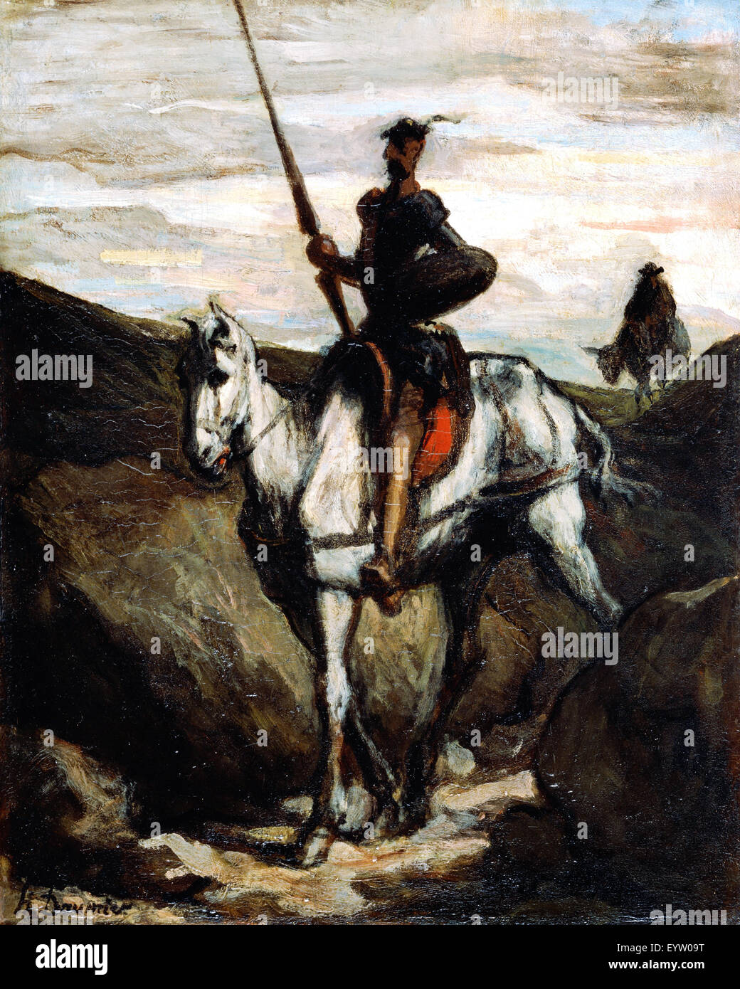 Honoré Daumier, Don Quichotte dans les montagnes. Vers 1850. Huile sur panneau. Musée d'Art Bridgestone, Tokyo, Japon. Banque D'Images Honoré Daumier, Don Quichotte dans les montagnes. Vers 1850. Huile sur panneau. Musée d'Art Bridgestone, Tokyo, Japon. Banque D'Images