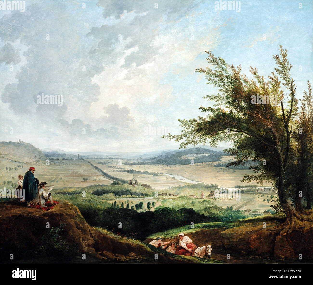 Hubert Robert, un vaste paysage près de Paris 1781 Huile sur panneau. Art Gallery of New South Wales, Sydney, Australie. Banque D'Images