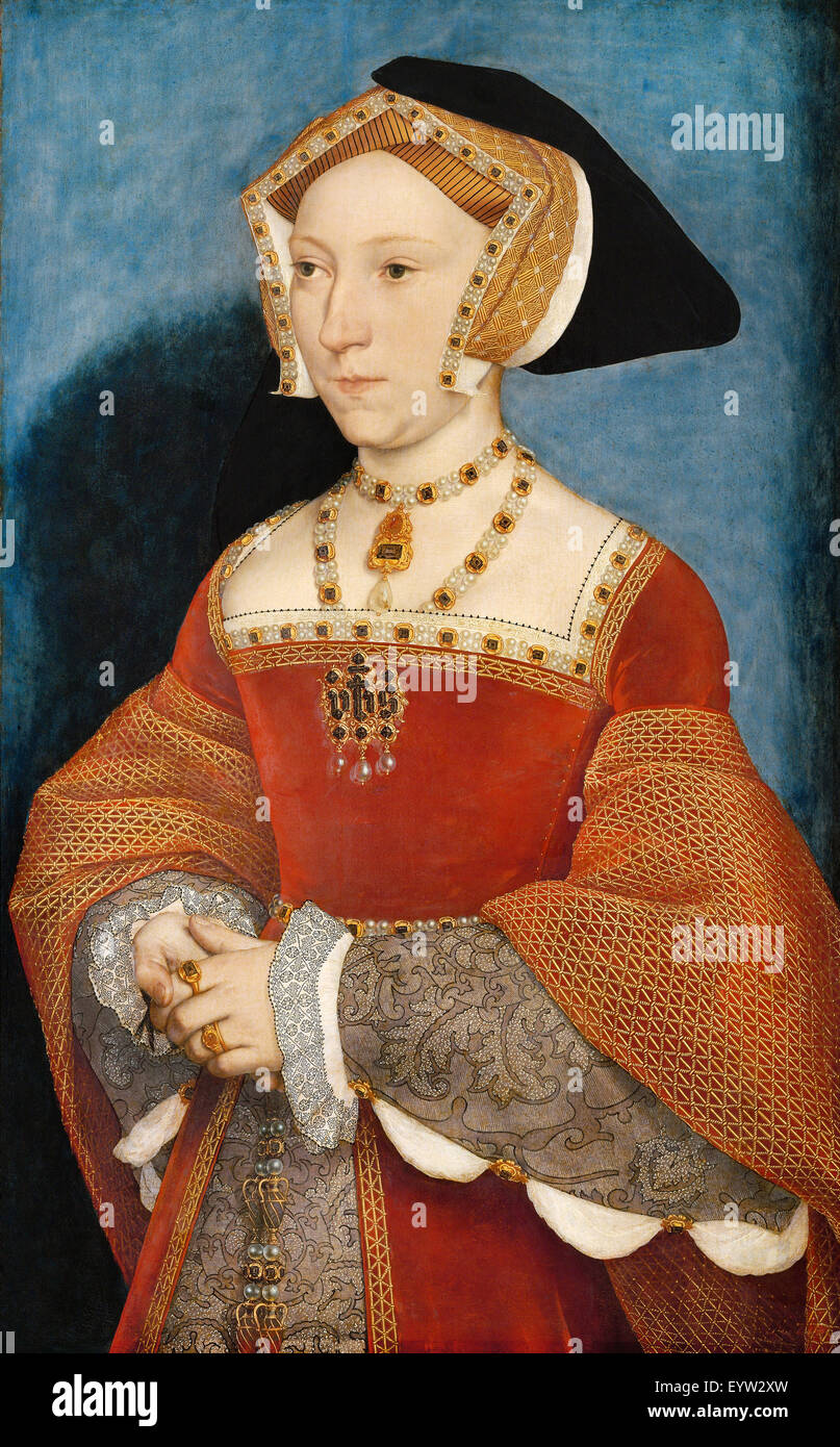 Hans Holbein le Jeune, Jane Seymour, reine d'Angleterre 1536 Huile sur bois. Le Kunsthistorisches Museum, Vienne, Autriche. Banque D'Images