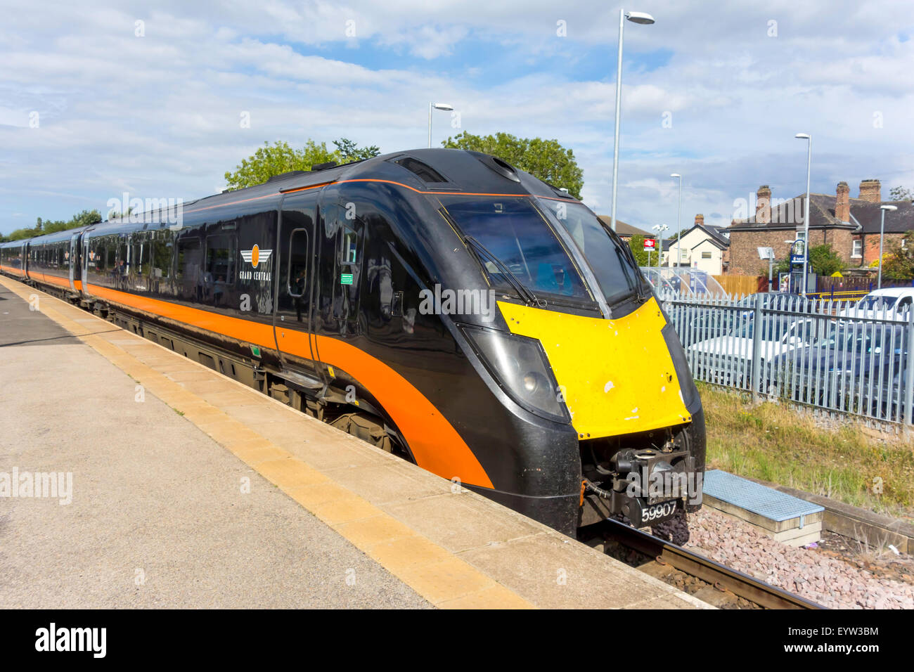 Un Grand Central 180 trains à grande vitesse de classe Zephyr à unités multiples Diesel train à Eaglescliffe Informations sur la route de Londres à Sunderland Banque D'Images