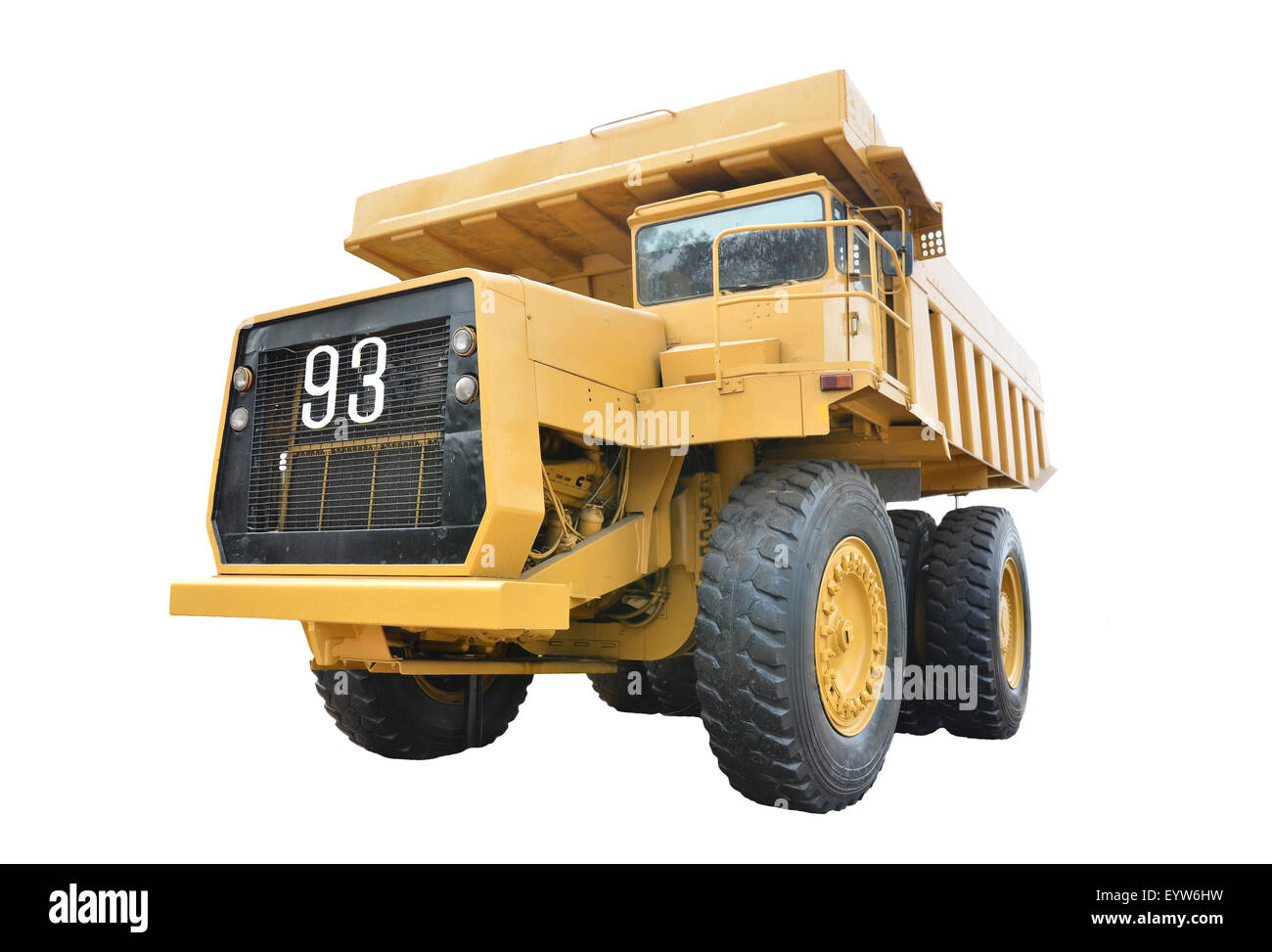 Vieux camion minier isolé sur fond blanc Banque D'Images