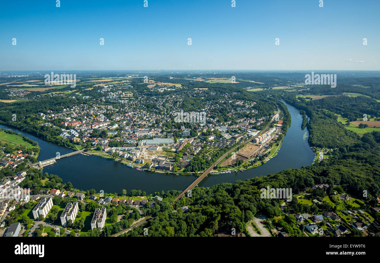 Le développement résidentiel sur le site de l'Scheidt'sche Hallen à Kettwig Lake Shore, Kettwig, Essen, Ruhr Banque D'Images