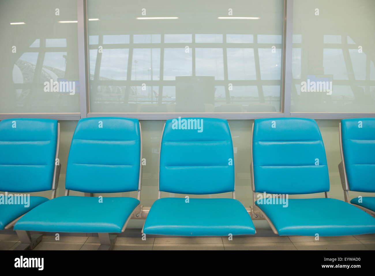 Siège bleu dans l'aéroport, Thaïlande Banque D'Images