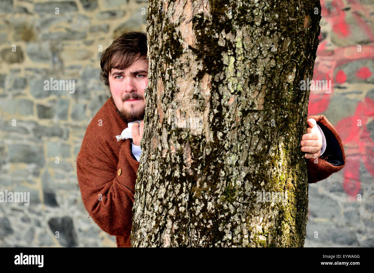 Acteur joue un citoyen dans une reconstitution de la scène du siège de Derry (1688-1689) sur les murs de Derry au cours de l'Ec de jeune fille Banque D'Images