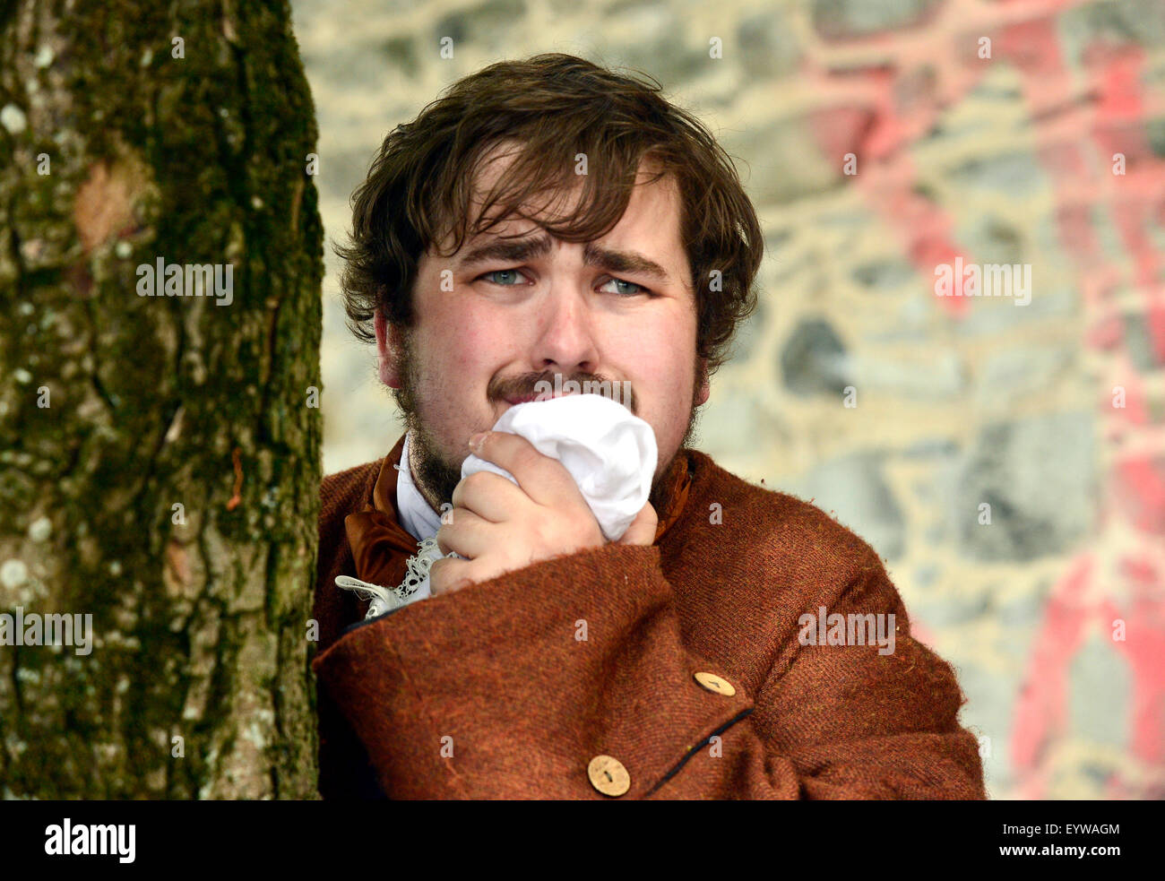 Acteur joue un citoyen dans une reconstitution de la scène du siège de Derry (1688-1689) sur les murs de Derry au cours de l'Ec de jeune fille Banque D'Images