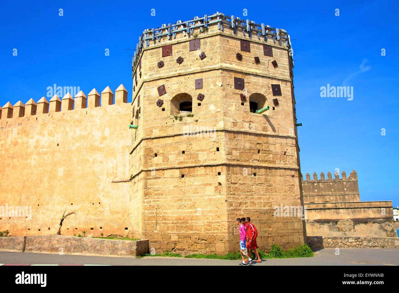 Les murs de la ville, porte Oudaia Kasbah, Rabat, Maroc, Afrique du Nord, Afrique Banque D'Images