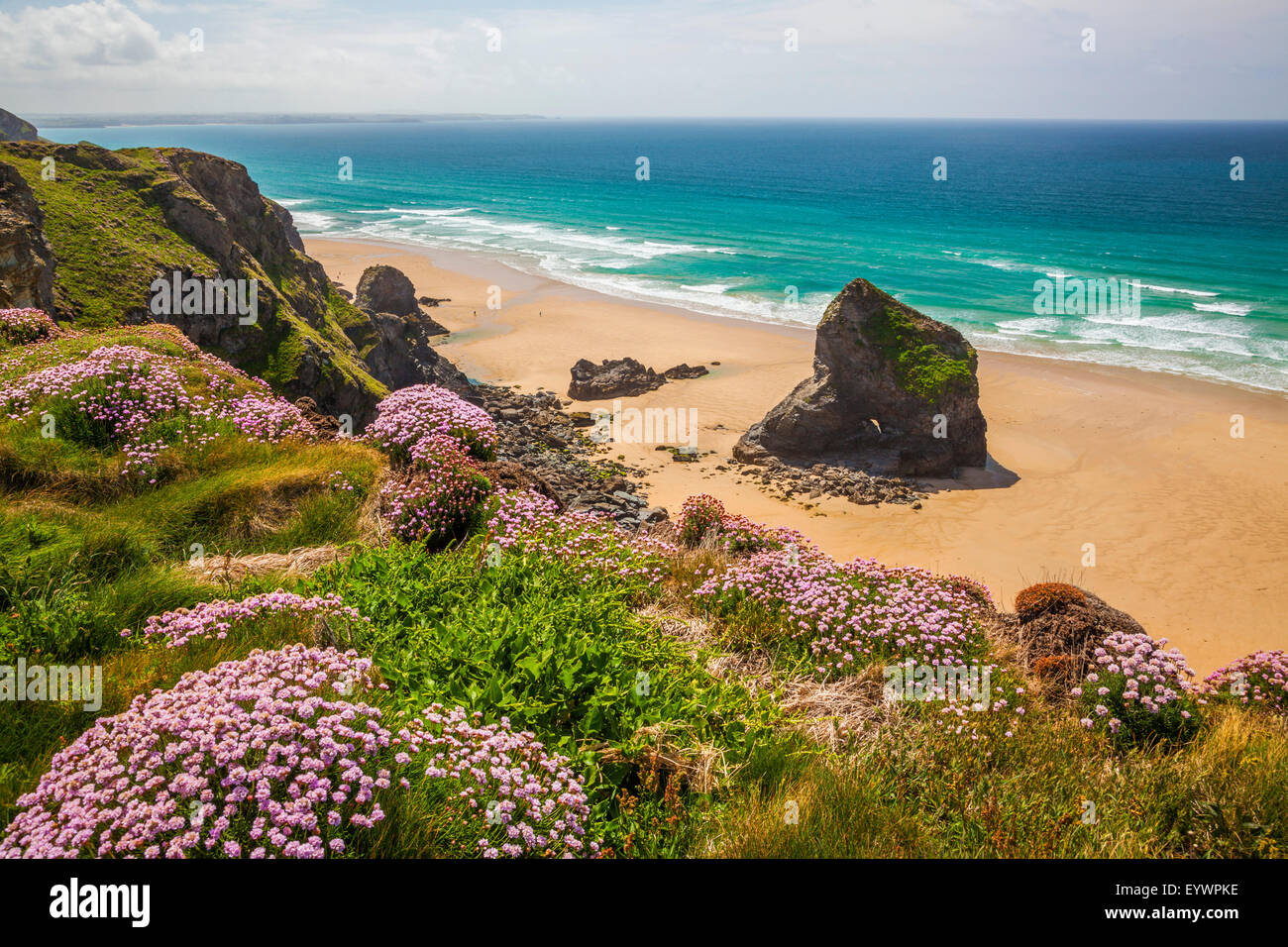 Bedruthan steps, Newquay, Cornwall, Angleterre, Royaume-Uni, Europe Banque D'Images