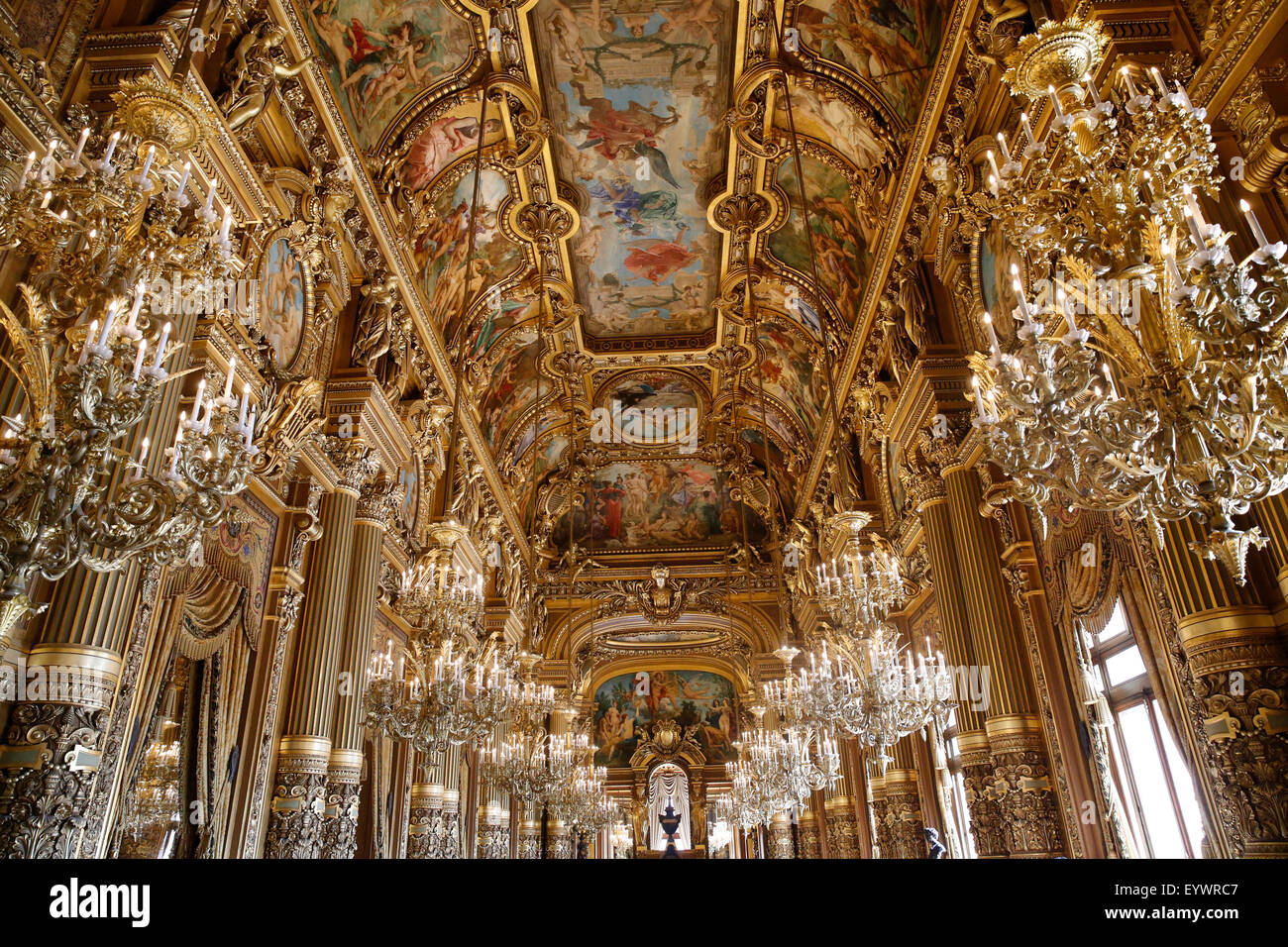 Plafond du Grand Foyer, Opéra de Paris, Palais Garnier, Paris, France, Europe Banque D'Images