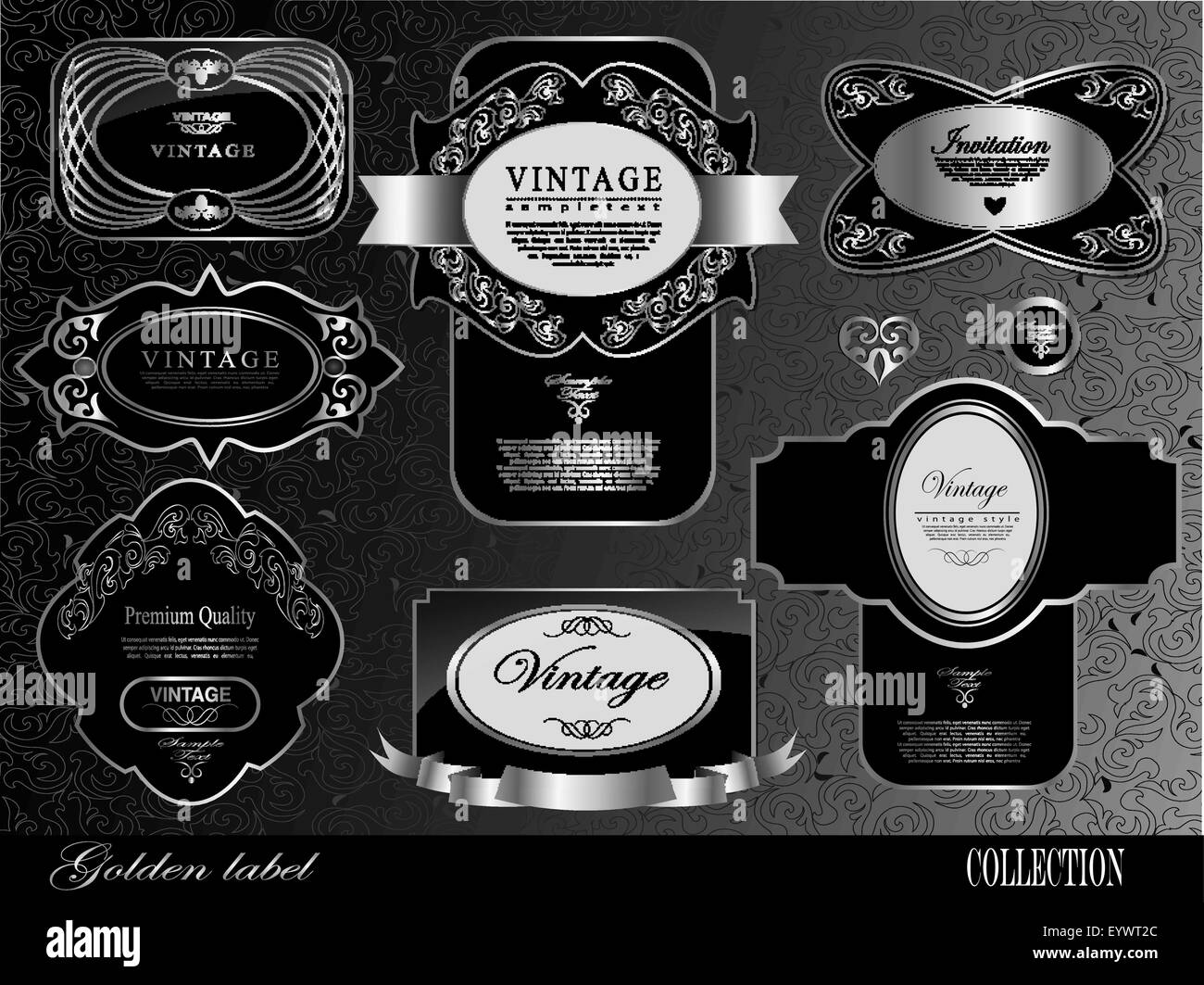 Retro noir gold label Illustration de Vecteur